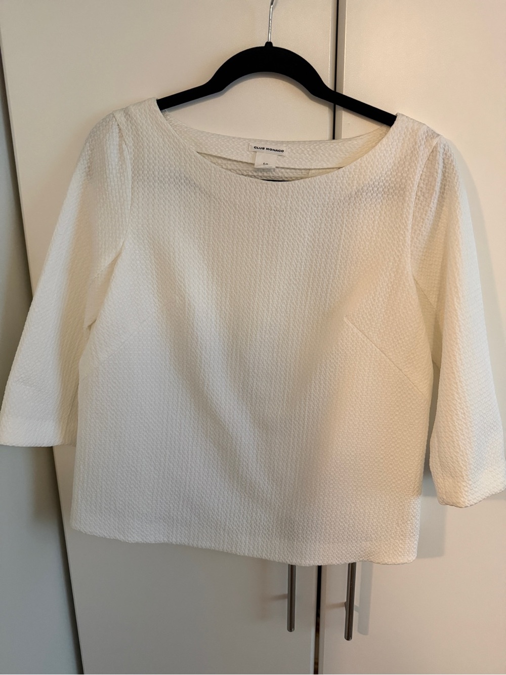 Club Monaco Ivory Textured Boatneck Blouse